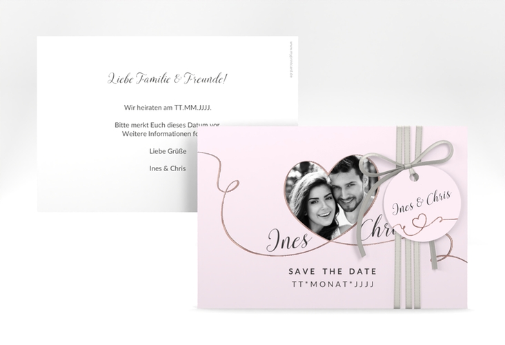 Save the Date-Karte Hochzeit Dolce A6 Karte quer rosa rosegold