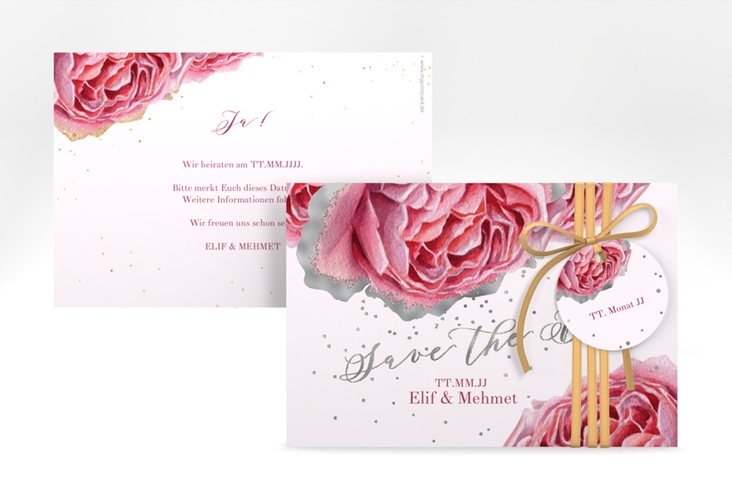 Save the Date-Karte Cherie A6 Karte quer gold silber