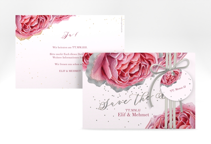 Save the Date-Karte Cherie A6 Karte quer gold silber