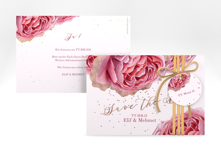 Save the Date-Karte Cherie A6 Karte quer gold rosegold