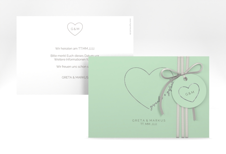 Save the Date-Karte Lebenstraum A6 Karte quer mint silber