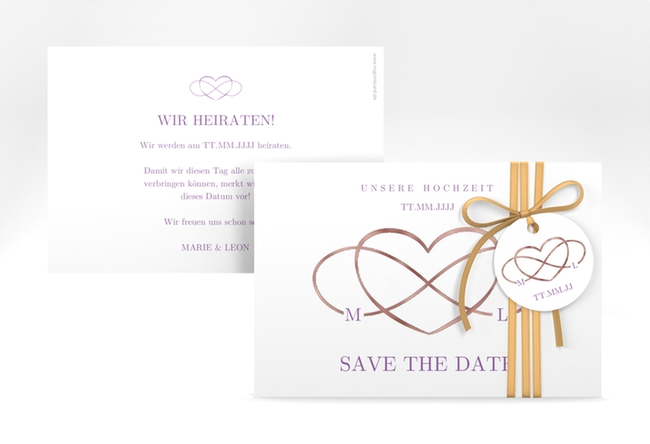 Save the Date-Karte Infinity A6 Karte quer lila rosegold