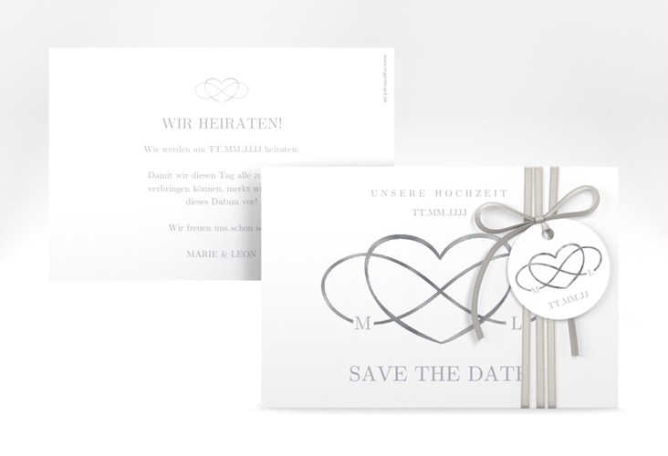 Save the Date-Karte Infinity A6 Karte quer grau silber