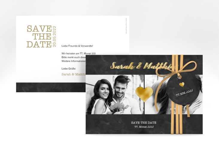 Save the Date-Karte Sparkly A6 Karte quer gold gold