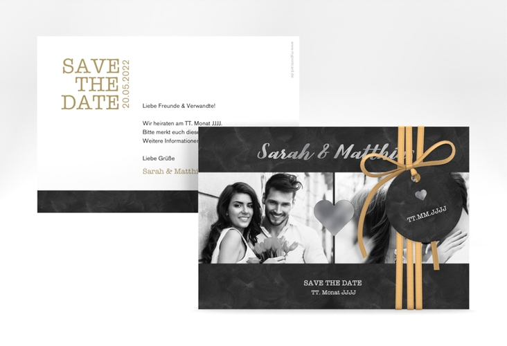 Save the Date-Karte Sparkly A6 Karte quer gold silber