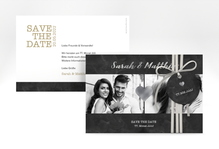 Save the Date-Karte Sparkly A6 Karte quer gold silber