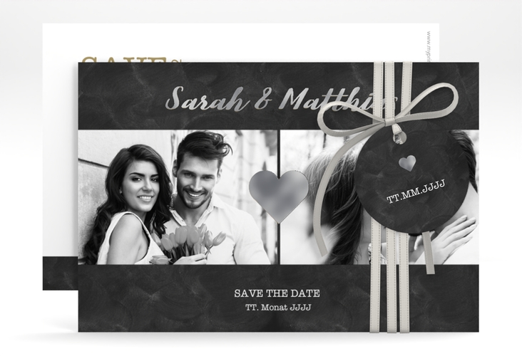 Save the Date-Karte Sparkly A6 Karte quer gold silber
