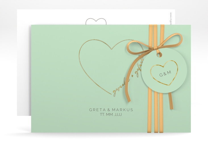Save the Date-Karte Lebenstraum A6 Karte quer mint gold