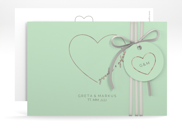 Save the Date-Karte Lebenstraum A6 Karte quer mint rosegold