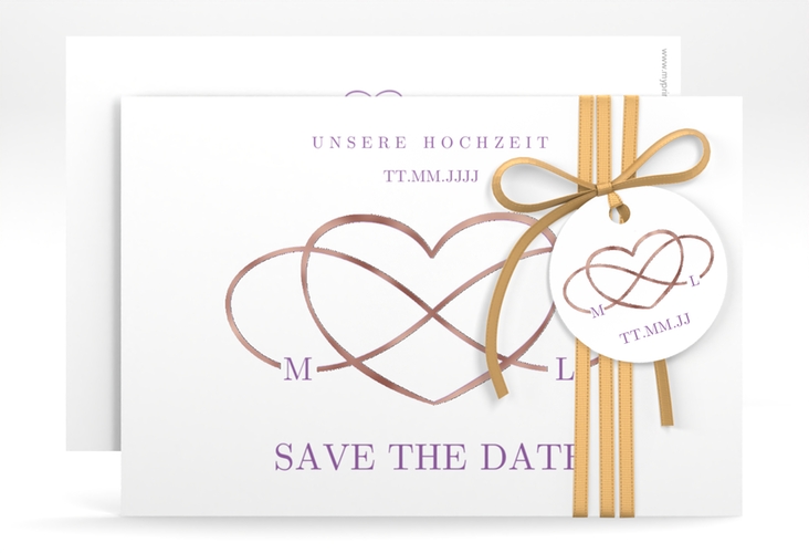 Save the Date-Karte Infinity A6 Karte quer lila rosegold