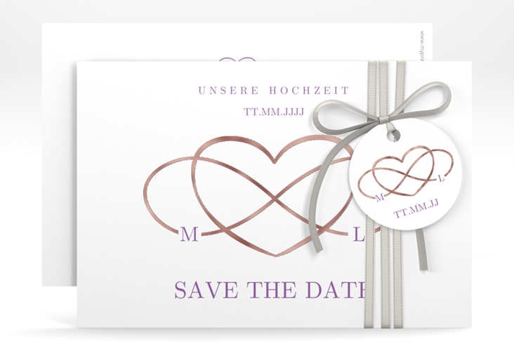 Save the Date-Karte Infinity A6 Karte quer lila rosegold