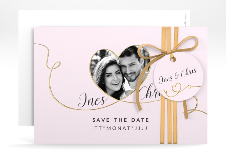 Save the Date-Karte Hochzeit Dolce A6 Karte quer rosa gold
