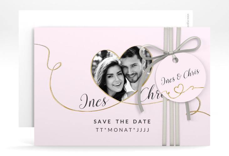 Save the Date-Karte Hochzeit Dolce A6 Karte quer rosa gold
