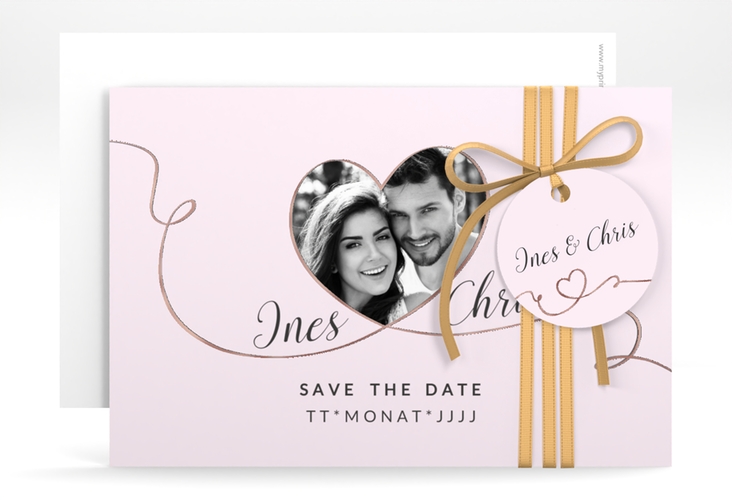 Save the Date-Karte Hochzeit Dolce A6 Karte quer rosa rosegold