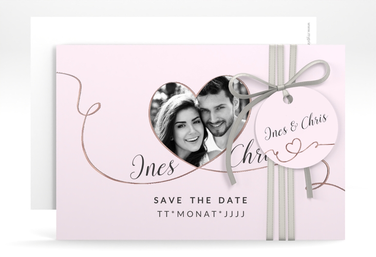 Save the Date-Karte Hochzeit Dolce A6 Karte quer rosa rosegold