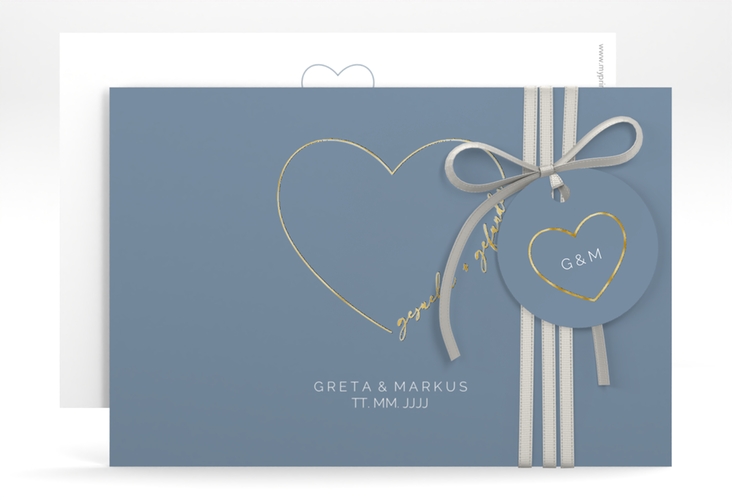 Save the Date-Karte Lebenstraum A6 Karte quer blau gold
