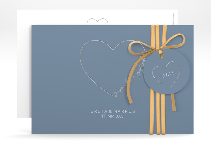 Save the Date-Karte Lebenstraum A6 Karte quer blau silber