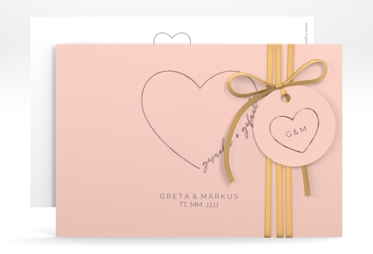 Save the Date-Karte Lebenstraum A6 Karte quer rosa rosegold