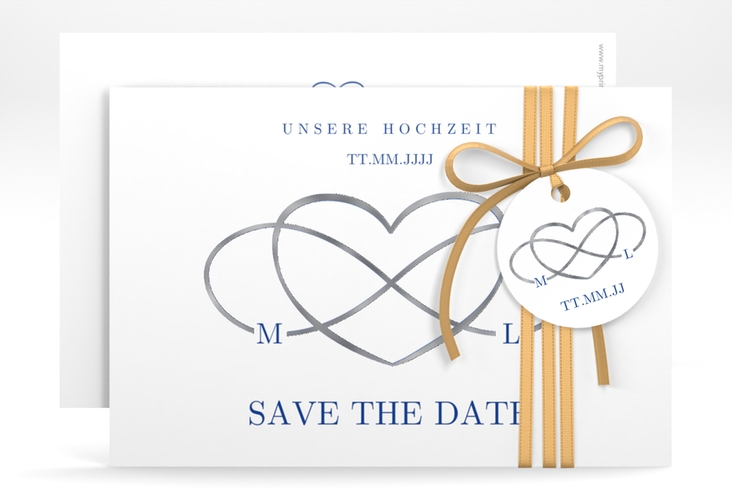Save the Date-Karte Infinity A6 Karte quer blau silber