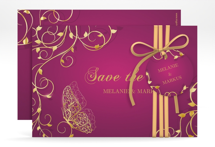 Save the Date-Karte Eternity A6 Karte quer pink gold