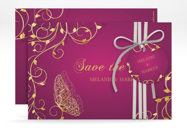 Save the Date-Karte Eternity A6 Karte quer pink gold