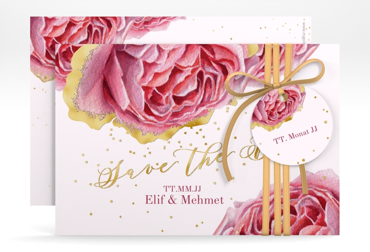 Save the Date-Karte Cherie A6 Karte quer rosa gold