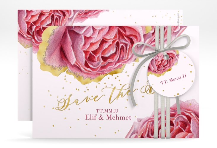 Save the Date-Karte Cherie A6 Karte quer rosa gold