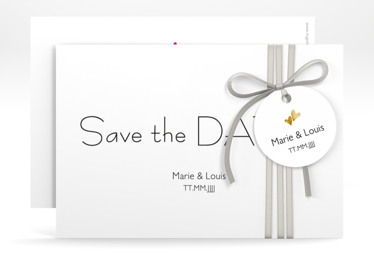 Save the Date-Karte Hochzeit Twohearts A6 Karte quer pink gold