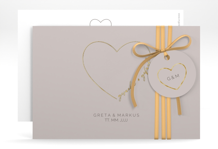 Save the Date-Karte Lebenstraum A6 Karte quer grau gold