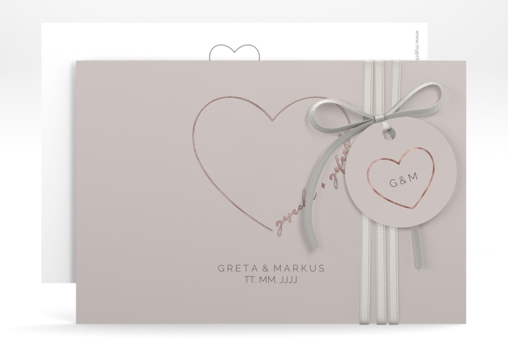 Save the Date-Karte Lebenstraum A6 Karte quer grau rosegold