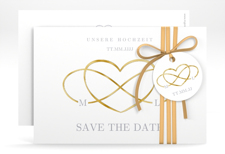 Save the Date-Karte Infinity A6 Karte quer grau gold