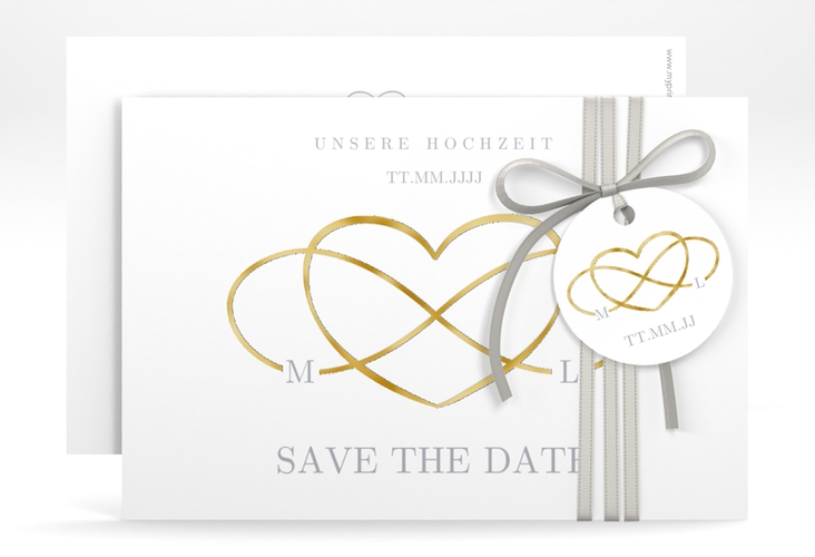 Save the Date-Karte Infinity A6 Karte quer grau gold