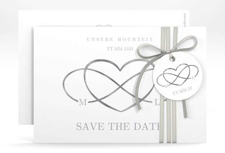Save the Date-Karte Infinity A6 Karte quer grau silber
