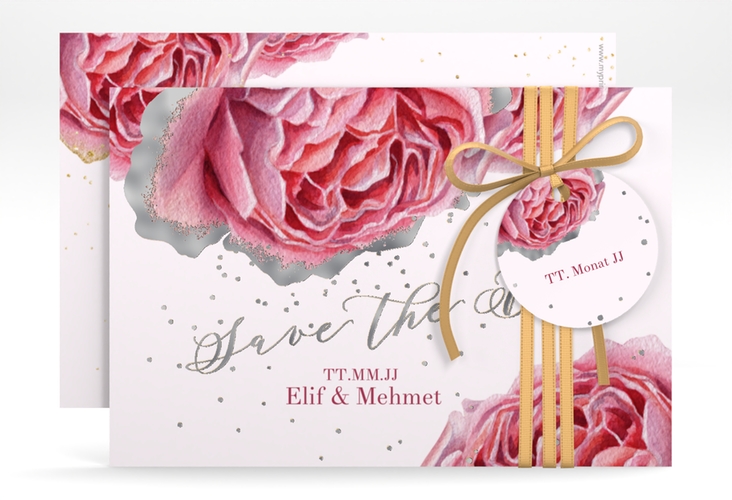 Save the Date-Karte Cherie A6 Karte quer gold silber