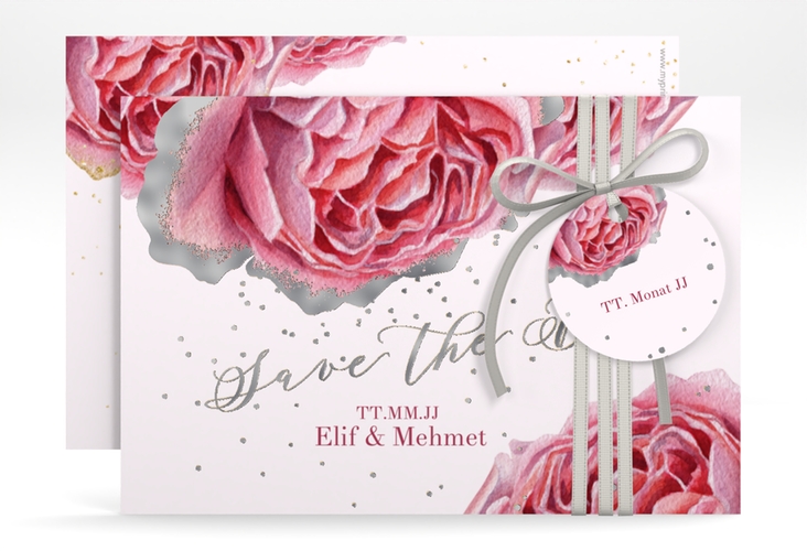 Save the Date-Karte Cherie A6 Karte quer gold silber