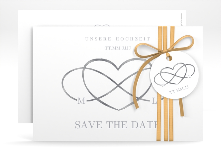 Save the Date-Karte Infinity A6 Karte quer grau silber