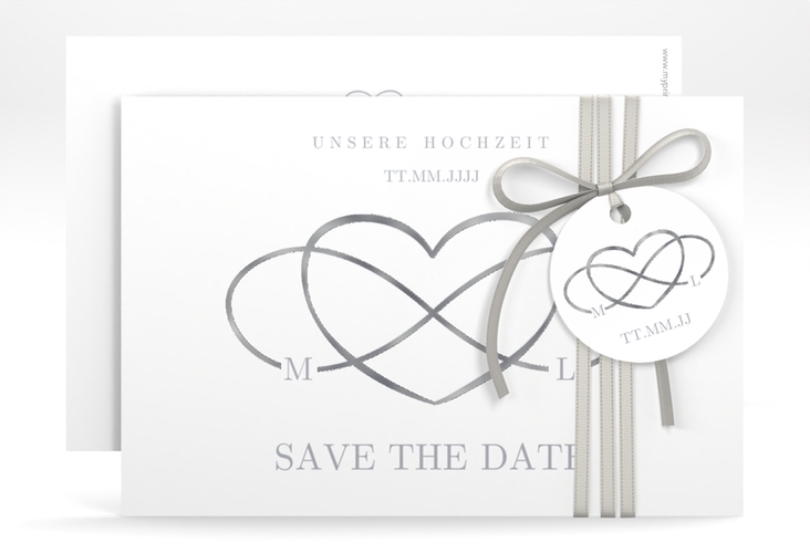 Save the Date-Karte Infinity A6 Karte quer grau silber