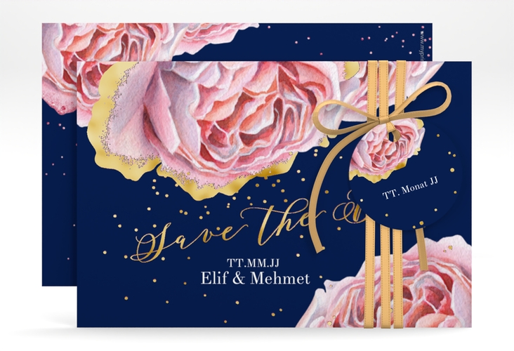 Save the Date-Karte Cherie A6 Karte quer rosa gold