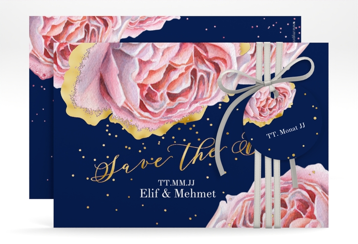 Save the Date-Karte Cherie A6 Karte quer rosa gold