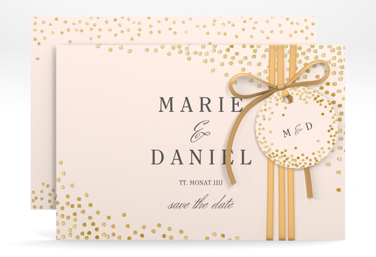 Save the Date-Karte Glitter A6 Karte quer rosa gold