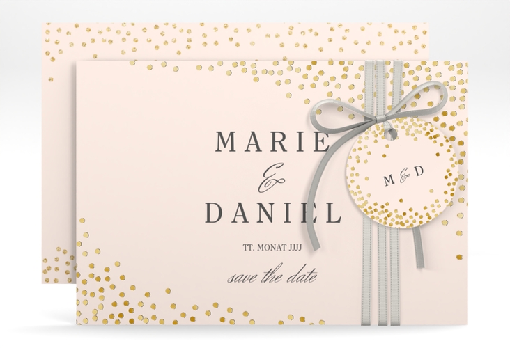 Save the Date-Karte Glitter A6 Karte quer rosa gold
