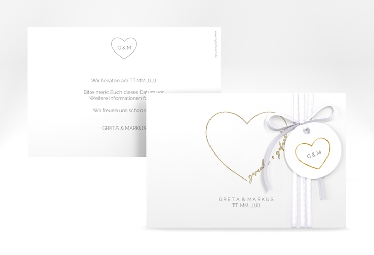 Save the Date-Karte Lebenstraum A6 Karte quer weiss gold