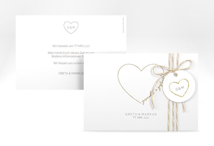 Save the Date-Karte Lebenstraum A6 Karte quer weiss gold
