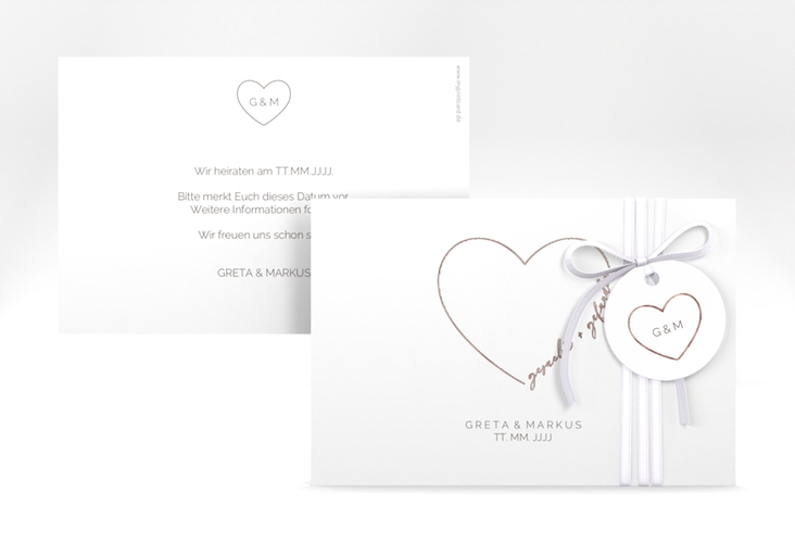 Save the Date-Karte Lebenstraum A6 Karte quer weiss rosegold