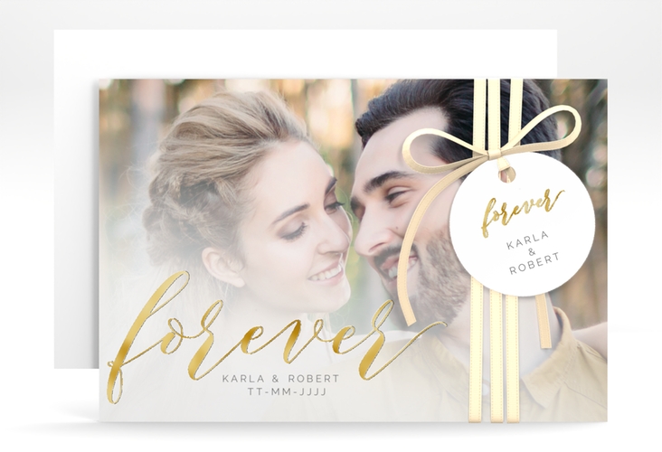 Save the Date-Karte Promise A6 Karte quer weiss gold