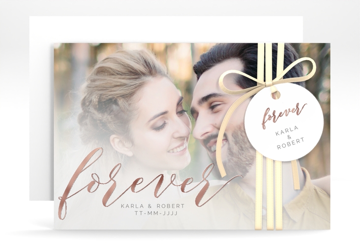Save the Date-Karte Promise A6 Karte quer weiss rosegold