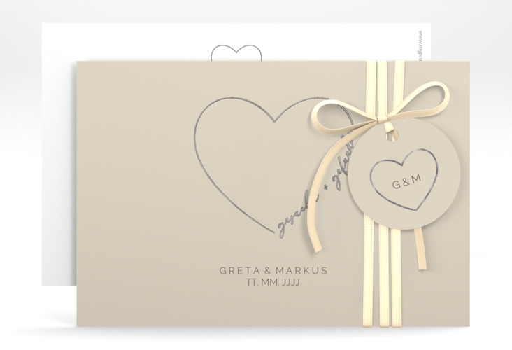 Save the Date-Karte Lebenstraum A6 Karte quer beige silber