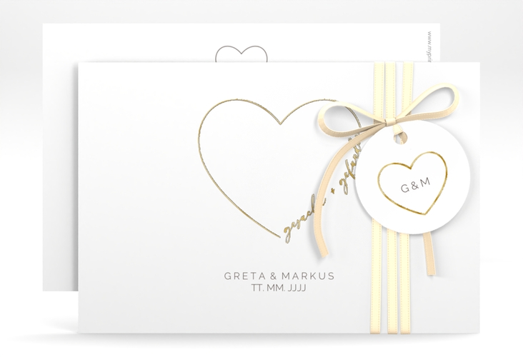 Save the Date-Karte Lebenstraum A6 Karte quer weiss gold