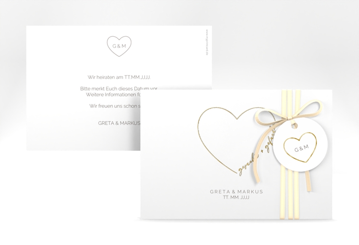 Save the Date-Karte Lebenstraum A6 Karte quer weiss gold