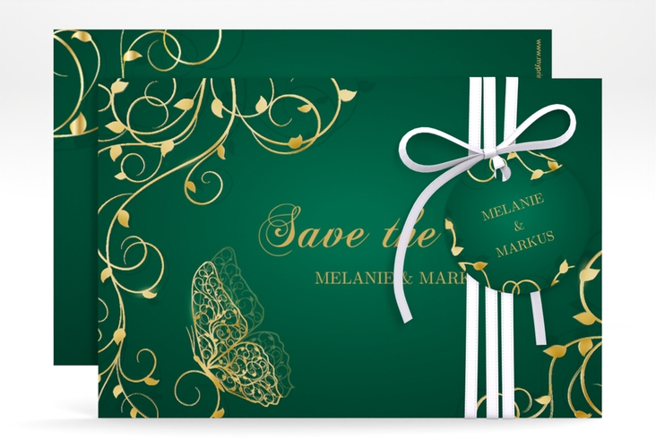 Save the Date-Karte Eternity A6 Karte quer gruen gold